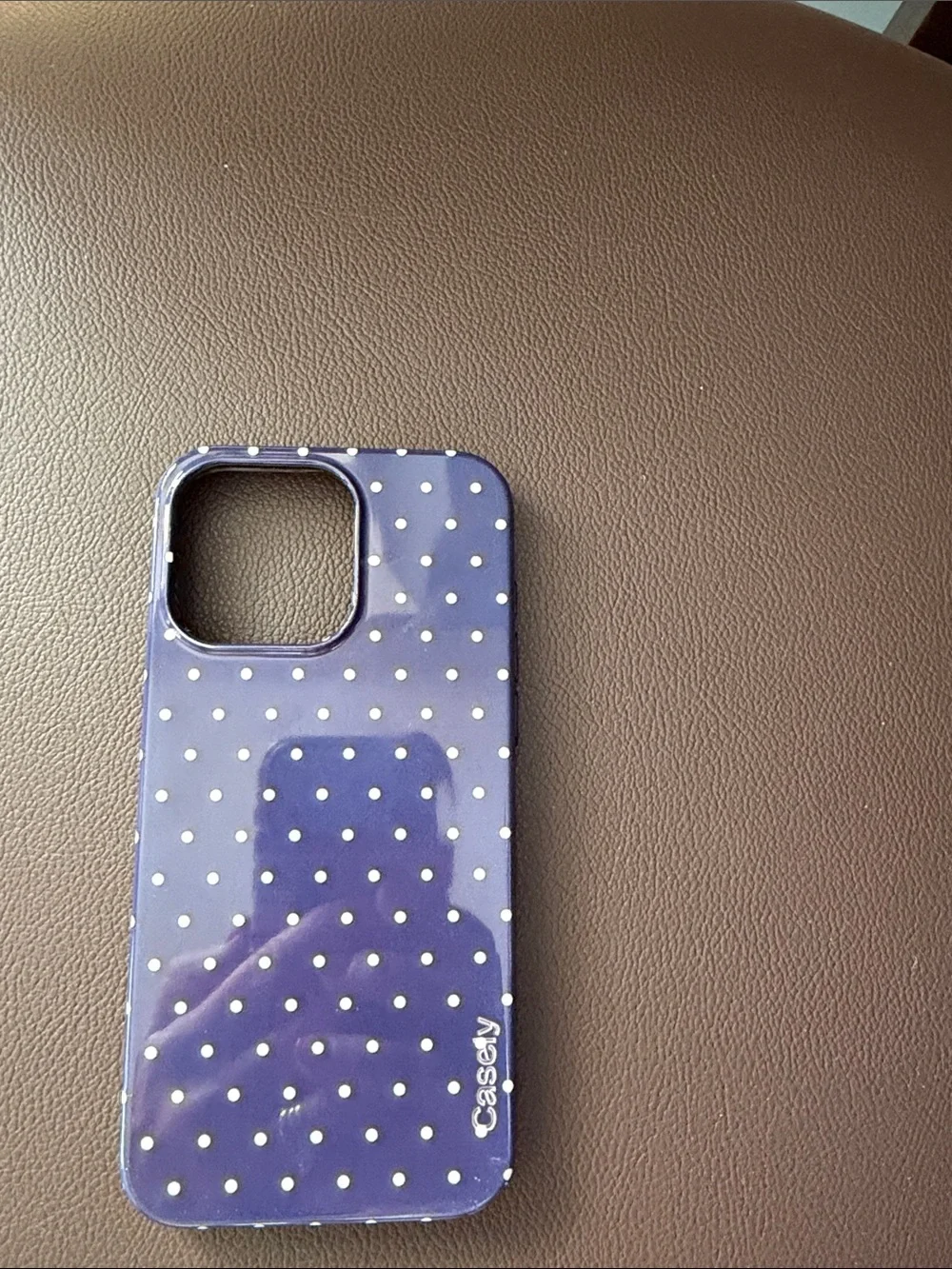 Casely Navy Blue with White Polka Dot Glossy Phone Case